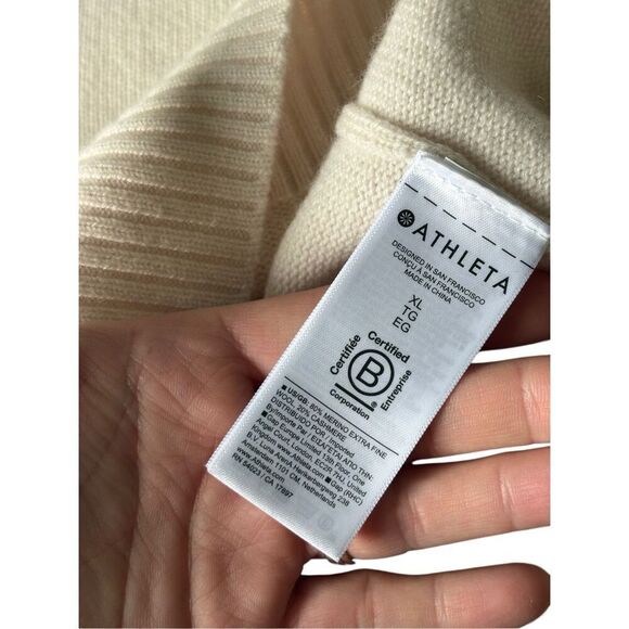 Athleta Wool Cashmere Collared Sweater XL Cream - Picture 9 of 10
